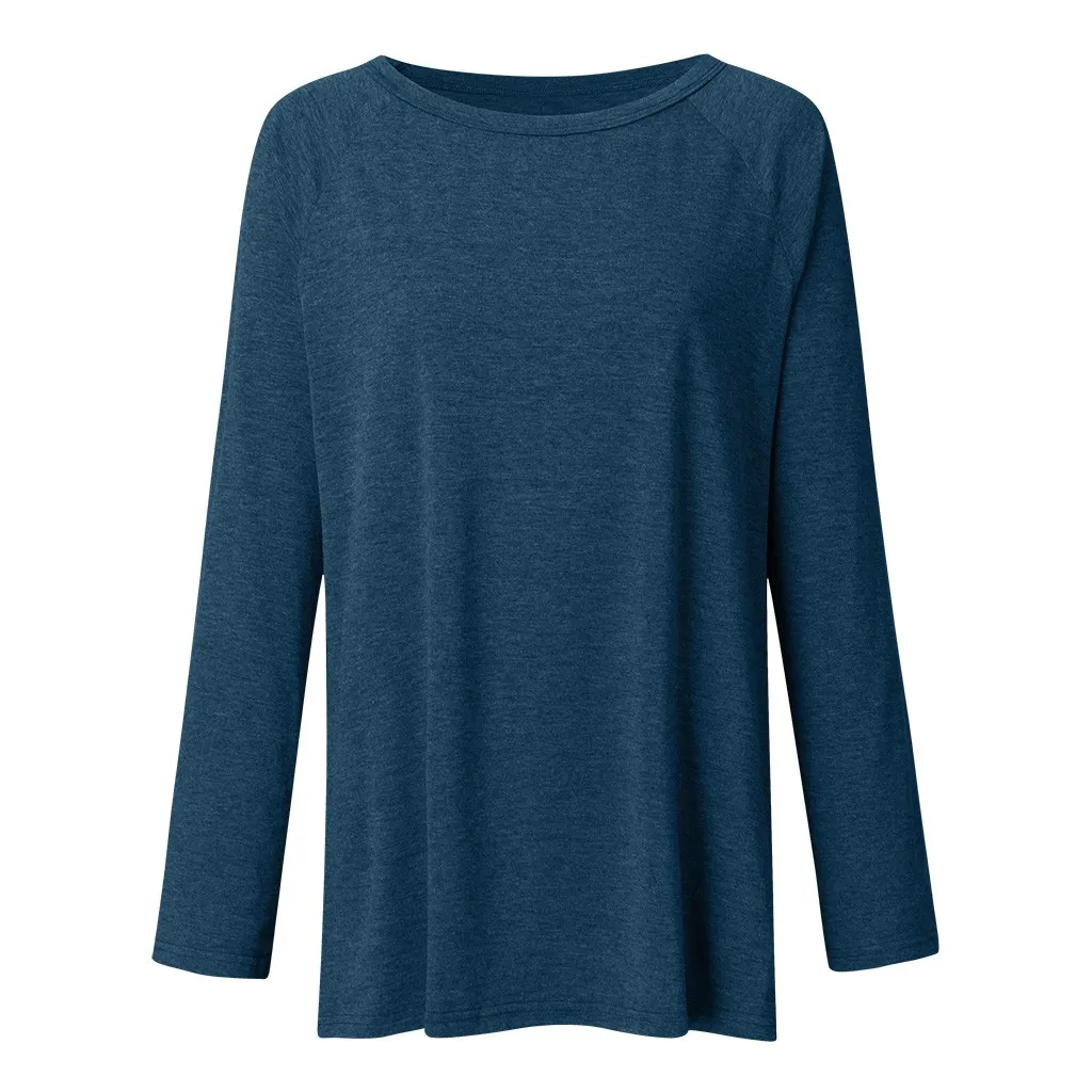 Блузка женская рубашка женские Топы блузка женская однотонная с длинным рукавом необычная толстовка Свободный пуловер с принтом топы блузка