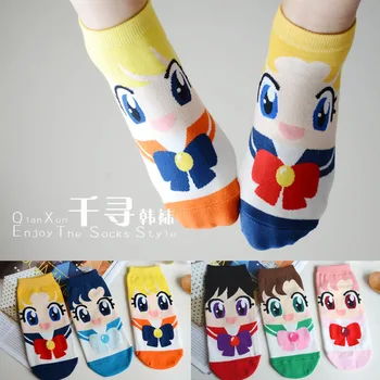 

12pairs/lot korean style cartoon short cotton socks Sailor Moon socks ankle Socks women Breathable cute