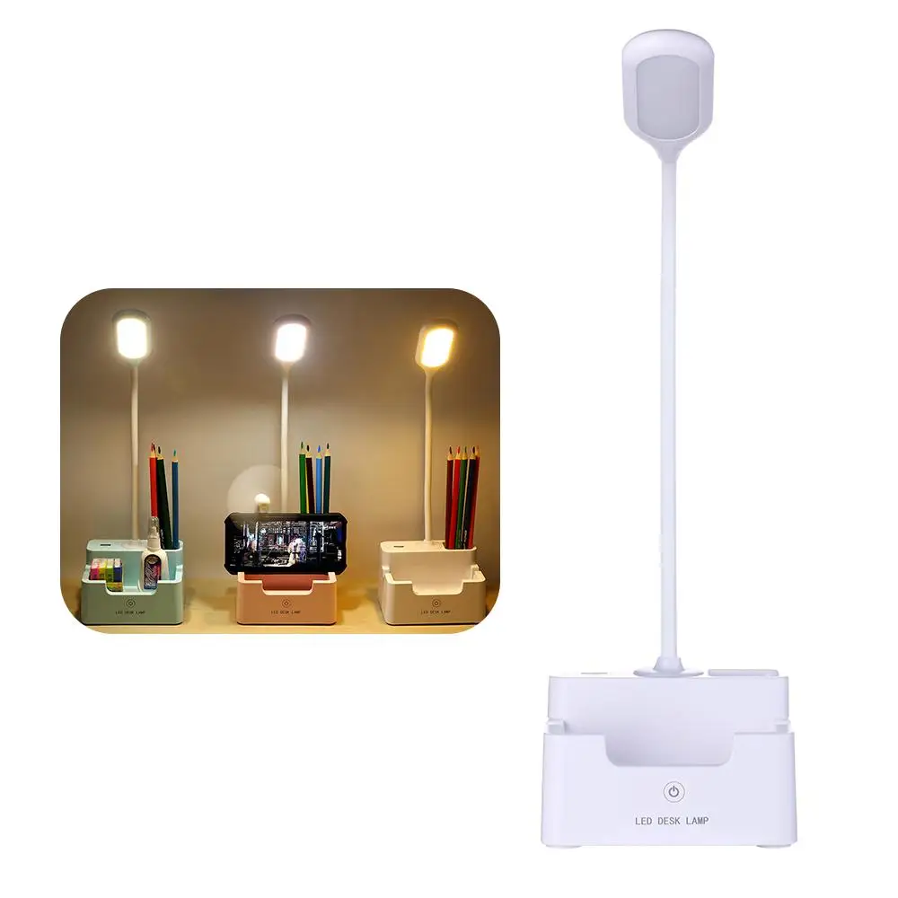 IVYSHION многофункциональная сенсорная затемняемая Светодиодная настольная лампа с USB перезаряжаемой регулировкой для детей, для чтения, для учебы, светильник, прикроватная, для спальни - Цвет корпуса: white B