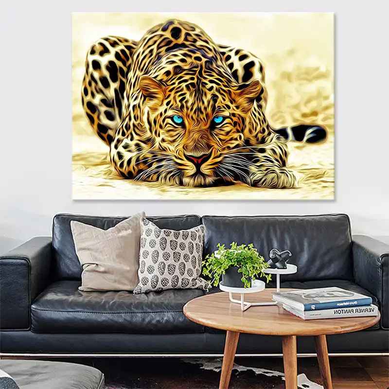 Golden Leopard Wall Art Canvas Painting Modern Cheetah Animals Posters And Prints Wall Pictures For Living Room Decor No Frame Painting Calligraphy Aliexpress