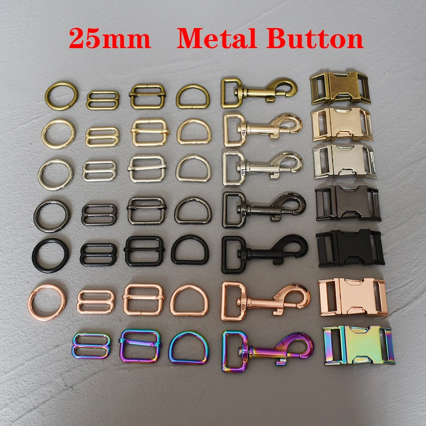 25mm 1개 금속 슬라이더 조절 가능 버클 D링 O링 스냅 훅 핸드백 스트랩 7가지 색상 DIY 액세서리