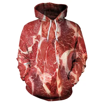 

2019 loose-fitting hoodie pork 3d digitally printed pullovers with long-sleeved tops for late-night couples