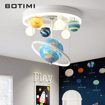 

BOTIMI Globe Kids LED Ceiling Lights For Boys And Girls Room Childern Cartoon Round Surface Mounted Bedroom Lighting Fixtures