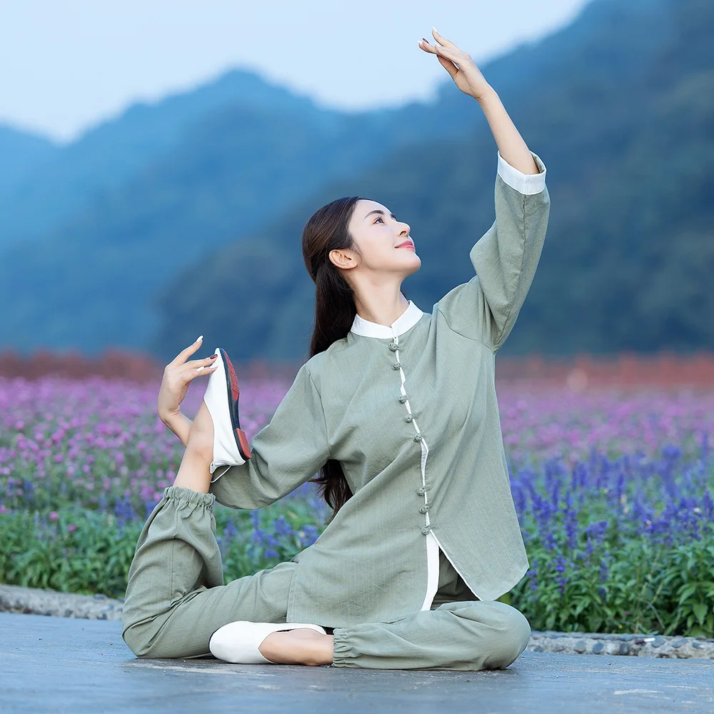 Abito Tai Chi donna nuova primavera autunno cotone e lino abiti da
