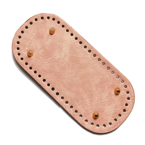 25Colors Long Bottom for Knitted Bag PU Leather Bag Accessories Handmade Bottom With 52 Holes DIY Crochetbag Bottom 22x10cm pink 2