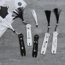 1X Kawaii черный белый кот деревянные закладки пометка страницы канцелярский школьный офисный поставка студенческий приз детский подарок