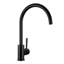 High quality minimalist style full matte black kitchen faucet deck installation hot and cold water rotating promotion models