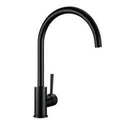 High quality minimalist style full matte black kitchen faucet deck installation hot and cold water rotating promotion models