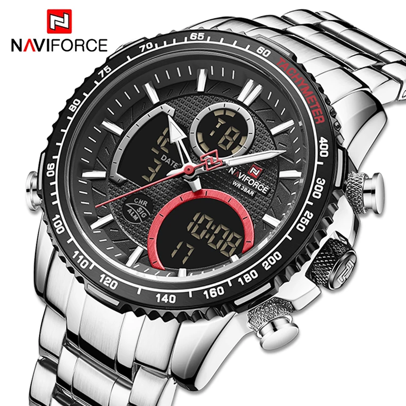 Часы наручные NAVIFORCE Мужские Цифровые спортивные аналоговые кварцевые роскошные