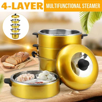 

30cm Soup Pot Steamer 4-Layer Fast Steaming Stainless Steel Thicken Steam Boiler Multi-functional Cookware Durable Steam Pots
