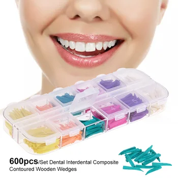 

600pcs Set Dental materials Disposable Restoration Interdental Composite Contoured Wood Wooden Wedges Dental Material