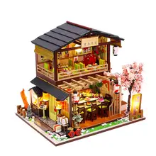 

1Set Dollhouse with LED Bulb DIY Creation Wooded Japanese Sushi Restaurant Dollhouse for Children