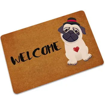 

Retro Doormat Decorative Entrance Door Mat Rubber Thin Dog Cat Funny Words Printed Anti-Slip Floor Mat Carpet
