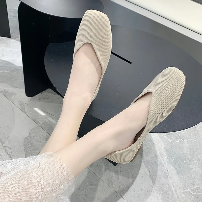 

2020 Spring Women Slip on Flat Loafers Square Toe Shallow Ballet Flats Shoes Casual Flat Shoes Ballerina Flats Zapa U19-90