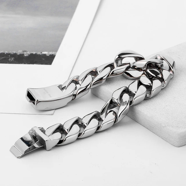 Фото модная новинка звеньевая цепь браслет из нержавеющей стали для
