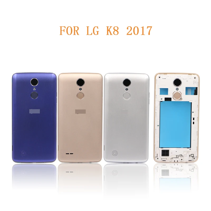 10 шт. крышка батареи для LG K8 2017X240 M200 M210 Корпус чехол задняя крышка батареи объектив камеры стекло средняя рамка отпечаток пальца - Цвет: Silver Double SIM