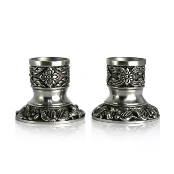 

Oriental Pewter - Pewter Candle Holder, Set of 2, Hand Carved Pure Tin 97% Lead-Free Handmade in Thailand CS3