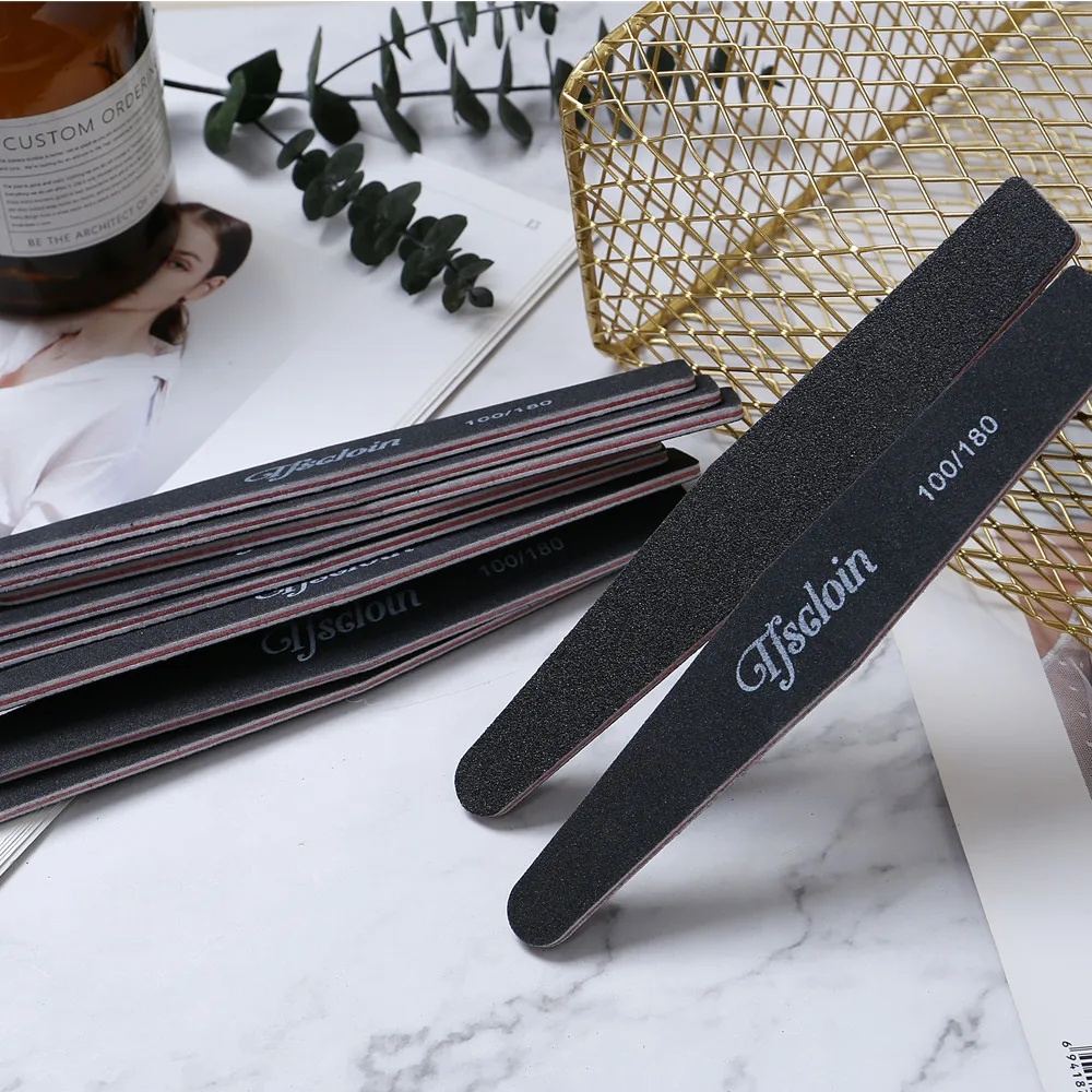 10pcs Nail File Manicure Pedicure Buffer Sanding Files Crescent Sandpaper 100/180 Grit Art Tool Double Sided Thick Stick | Красота и