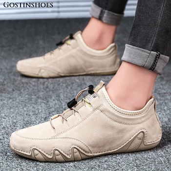 

Men Moccasins Genuine Leather Pigskin Casual Leather Shoes Mocassin Homme Slip-on Driver Moccasins Loafers Cow Leather Summer