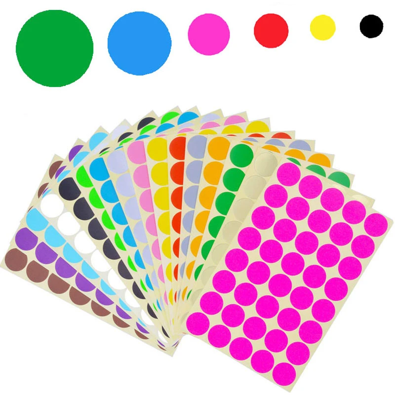 Mixed Pack Assorted Round Coloured Code Circles Dots Stickers Sticky Labels 