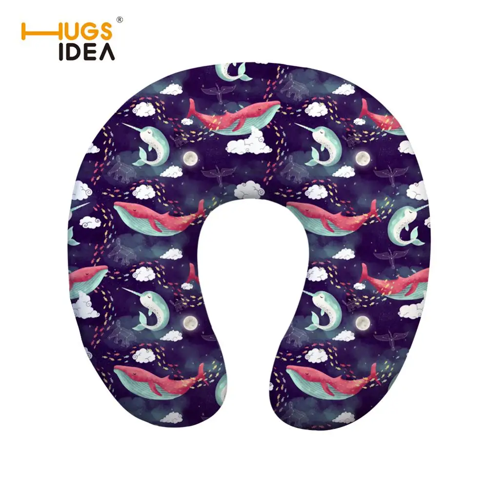 HUGSIDEA Narwhal Printe u-образная подушка для января вождения пены памяти домашняя подушка для шеи снимает давление и удобные подушки