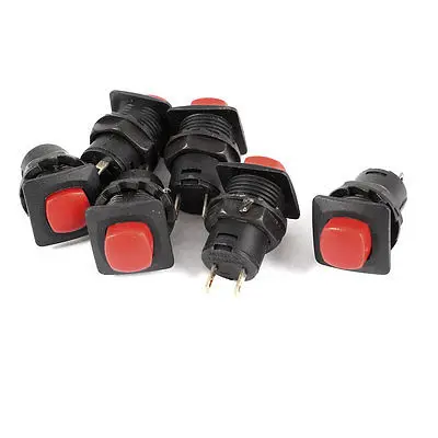 

6 Pcs AC 125V/3A 250V/1.5A Off/On SPST Momentary Locked Push Button Switch Red