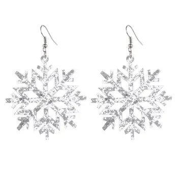 

1 Pairs Fashion Snowflake Decor Pendant Earrings Glitter Drop Earrings Pierced Earrings For Christmas Jewelry Accessories