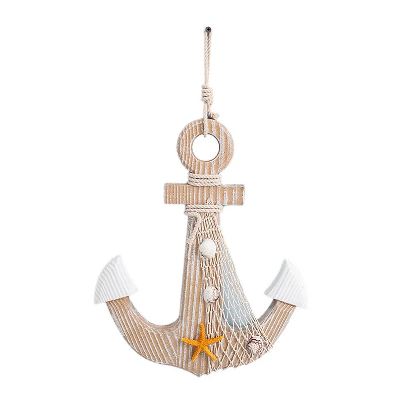 38cm Home Hanging Decoration Driftwood Boat Anchor Pendant Mediterranean Style Living Room Wall Display Drop Ornament | Дом и сад
