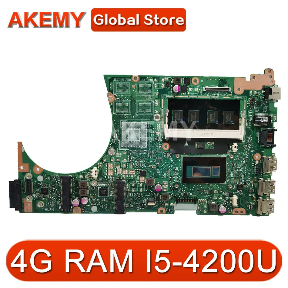 AKemy S551LA для ASUS S551LB S551LN Vivobook Материнская плата ноутбука I5-4200U 4G RAM REV2.2 Тестовая