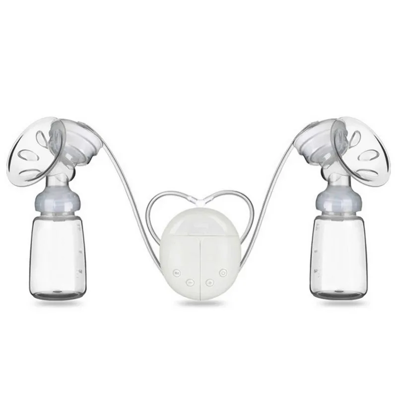 

Oeak Double Electric Breast Pump Powerful Nipple Suction Heat Pad Nippl USB Electric Breast Pump With 2 Baby Milk BottleS