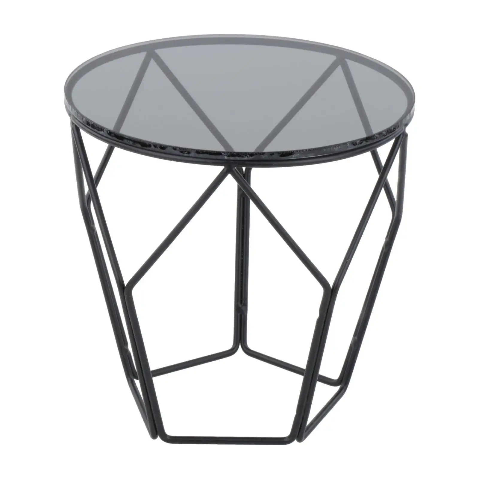 

1/6 Modern Glass Table with Iron Legs Dining Table Coffee Table Furniture for 12'' BJD Dolls Decoration Accessory Scene Props
