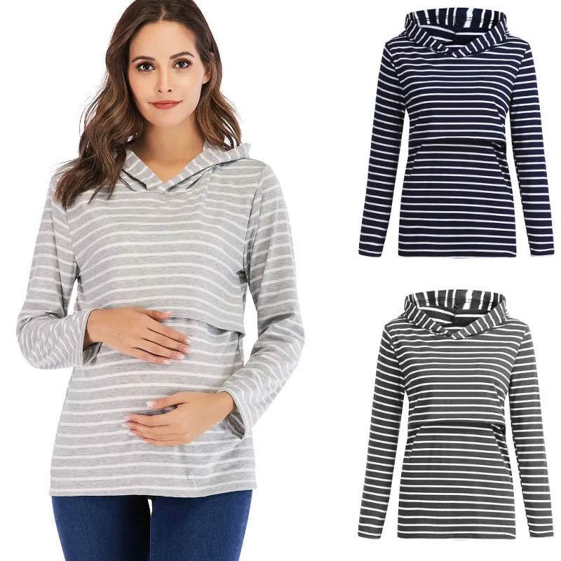 Sweatshirts Blouse Breastfeeding-Hoodie Long-Sleeves Nursing Maternity Womens Casual