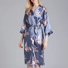 Пижамы женские пижамы Модные женские сексуальные с длинным рукавом ночная рубашка с принтом атласные пижамы