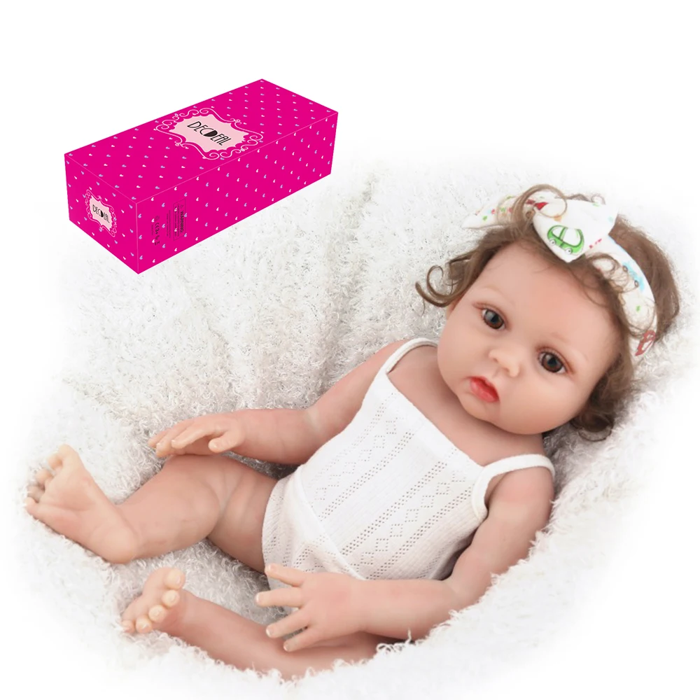 Кукла Reborn Decdeal силиконовая 19 дюймов для детей подарки девочек Белый сарафан с