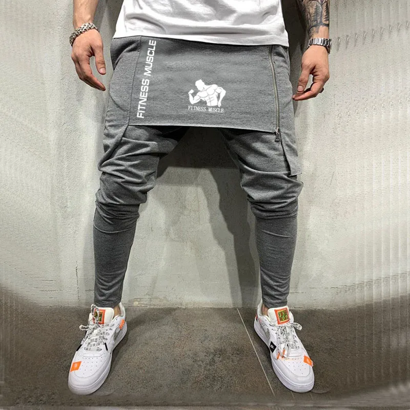 Повседневное боковая молния юбка Штаны Для мужчин брюки в стиле хип хоп для бега