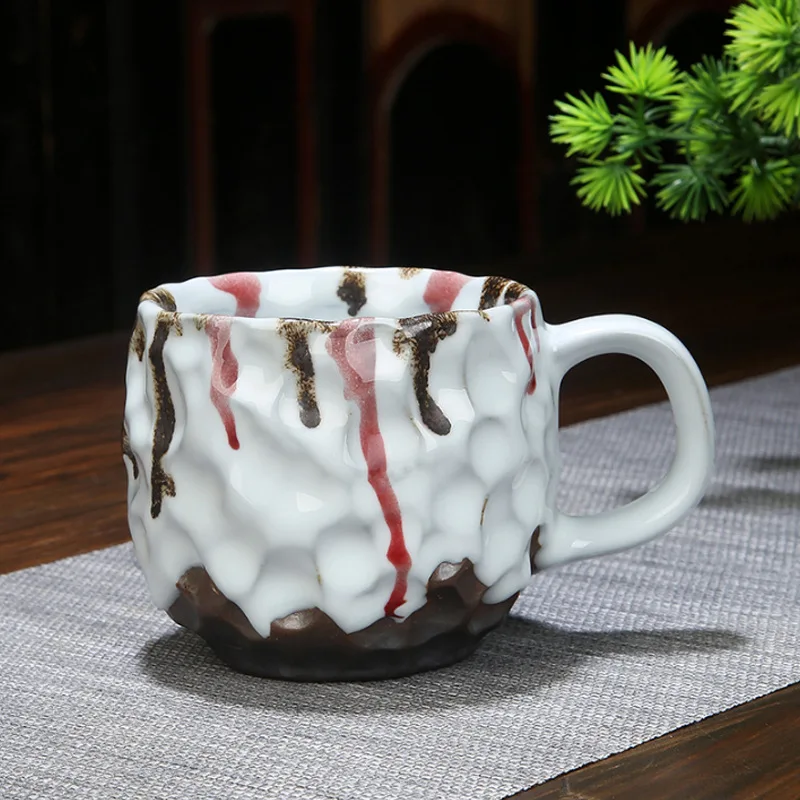 Japanese Embossed Mug Creative Ceramic Coffee Cup Large-capacity Water Cup  Retro Aesthetic Kitchen Bar Supplies