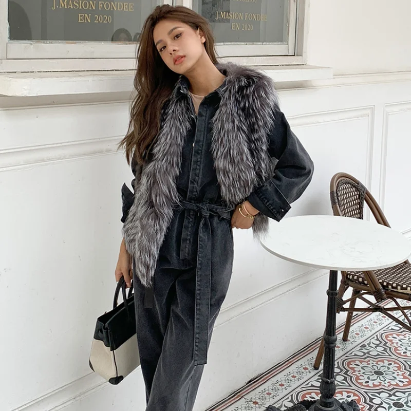 FURSARCAR 2021 Fashion Fox Fur Gilet Natural Mink Fur Coat Sexy Young High Quality Waistcoat Female Sleeveless Short Fur Vest