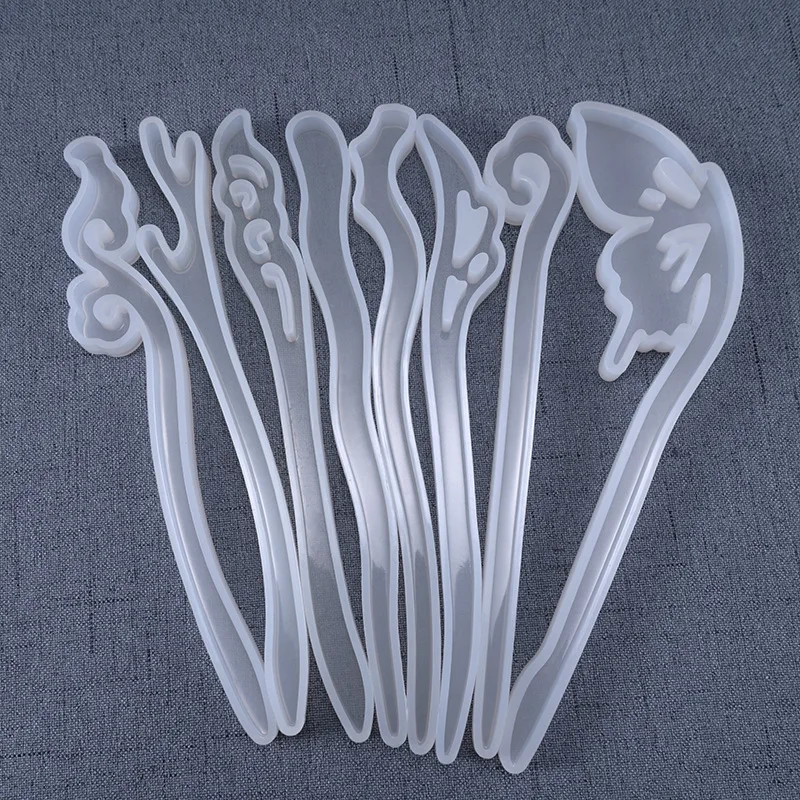 

1pcs Hairpin Silicone Mold Hair Stick Crystal Epoxy Resin Mold For DIY Headdress Hair Decoration Crafts Jewelry Making Tools