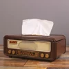 Retro Radio Shape Tissue Paper Box Napkin Storage Box Container Paper Towel Holder Paper Towel Holder Case for Home Bar Office 4