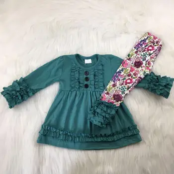 

fall solid color icing long sleeve shirt top bell bottom pants kids boutique outfits sets 88
