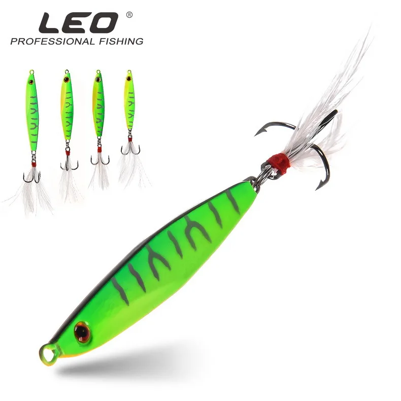 

Leo 7g 10g 15g 17g Lure Artificial Bait Lead Fish Green Tiger Pattern Sequins Hard Sea Bass Carp Lead Jig Tackle Fishing Baits