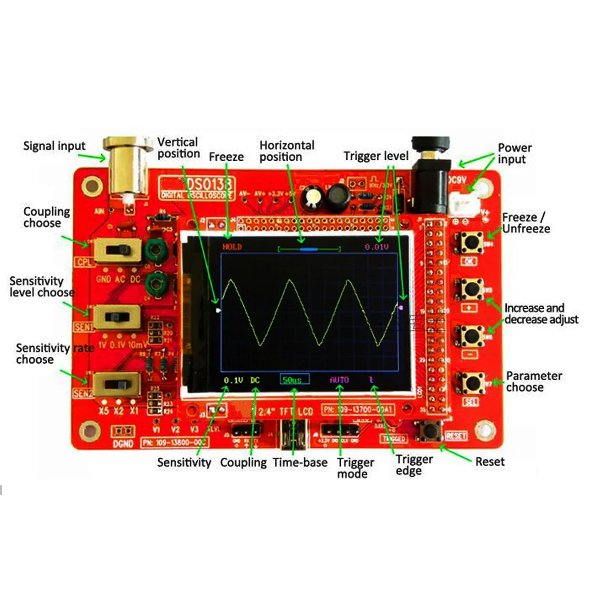 Открытый источник STM32 2," TFT 1Msps DSO138 ЖК-цифровой осциллограф комплект Акриловый чехол DIY часть крышка SMD комплект Полностью Собранный