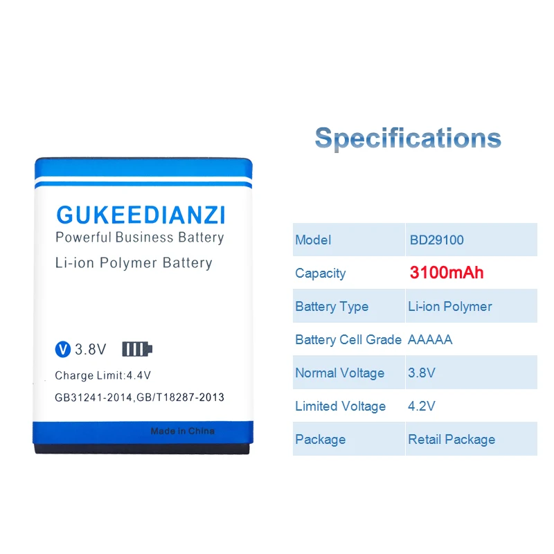 GUKEEDIANZI BD29100 3100 мАч телефон Батарея для htc Wildfire S G13 A510C A510e HD3 HD7 HD7S T9292 T9295 T9292