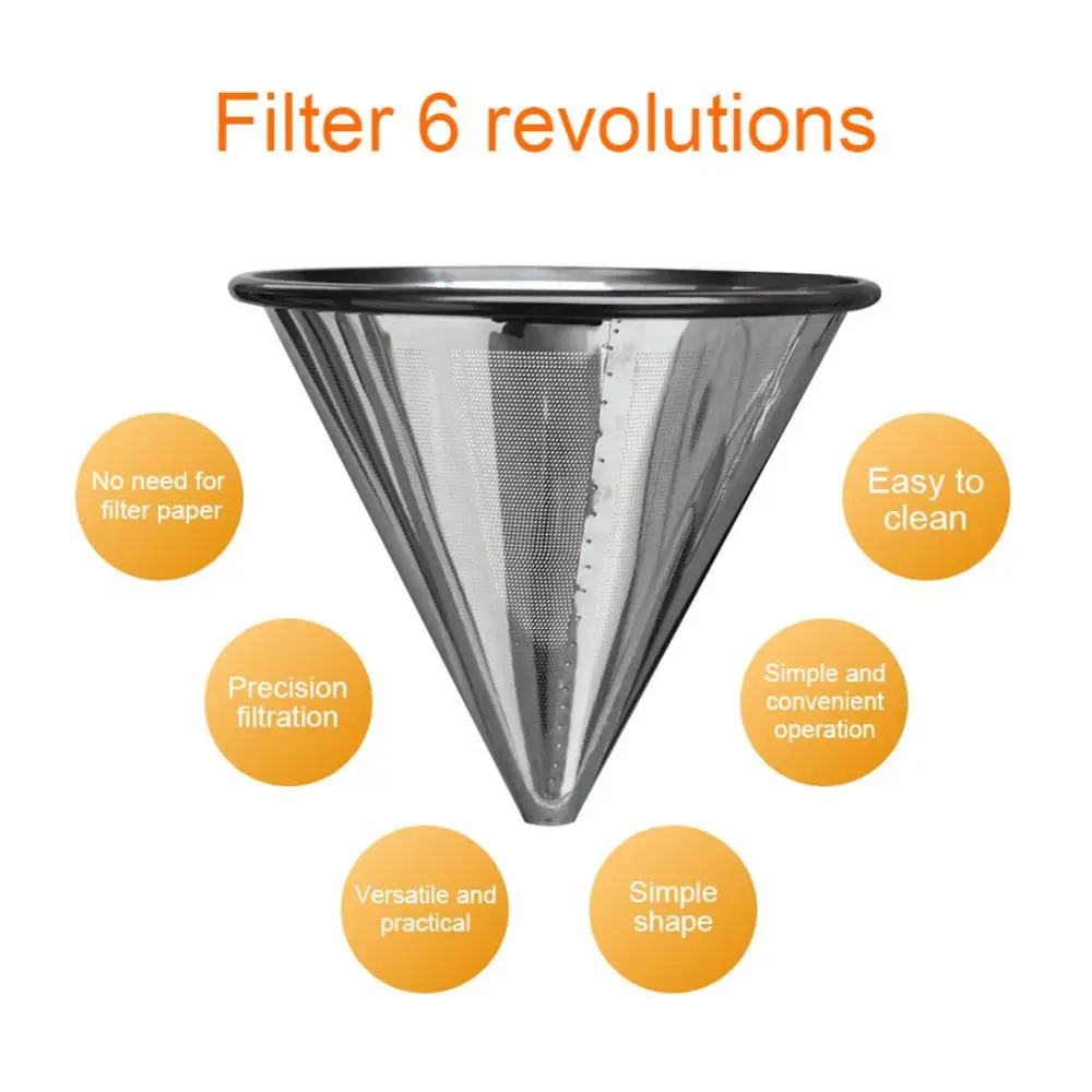 

10CM Mesh Portable Cup Tea Tools Reusable Holder Pour Over Stainless Steel Funnel Dripper Strainer Accessories Coffee Filter