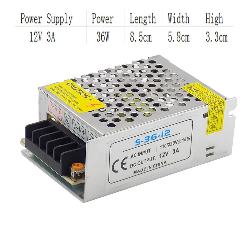  Power Supply Lighting Transformer Adapter DC 12V 3A CCTV Camera Converter for LED Strip Light Switc - 4.00017E+12