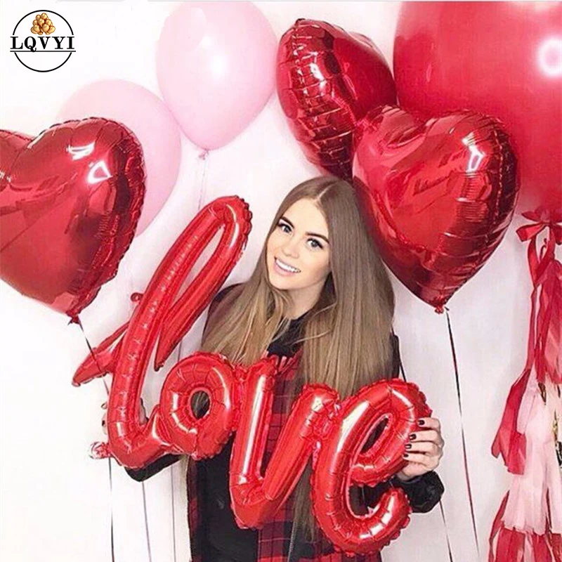 50 шт. золотые красные серебряные сиамские шары из фольги с надписью Love для юбилея