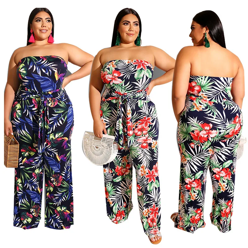 African Plus Size Suspender Jumpsuit Casual Women