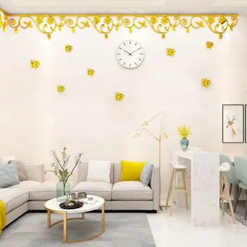 

Diy Wall Corner Decorative Flowers Pattern 3d Stickers Wall Decoration Acrylic Butterfly Wall Stickers Livingroom Bedroom B