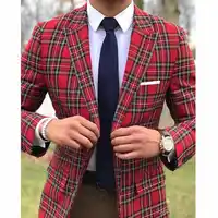 Fashion Scottish Plaid Men Suits for Wedding Groom Tuxedos Slim Fit Peaked Lapel Male Suit 2 Piece Blazer with Pants 2025 1