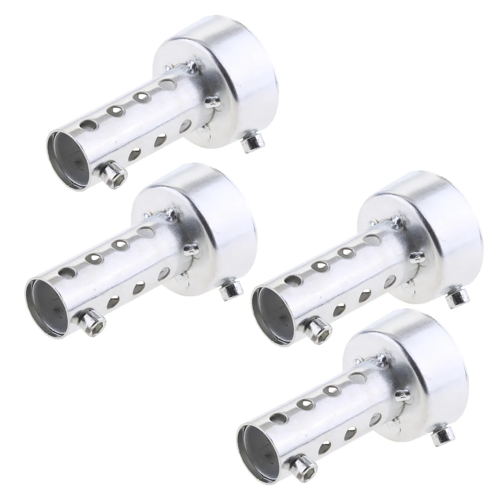 4 Pack Aluminum Universal Motorcycle Exhaust Silencer 48mm, 3 inch Length, Silver